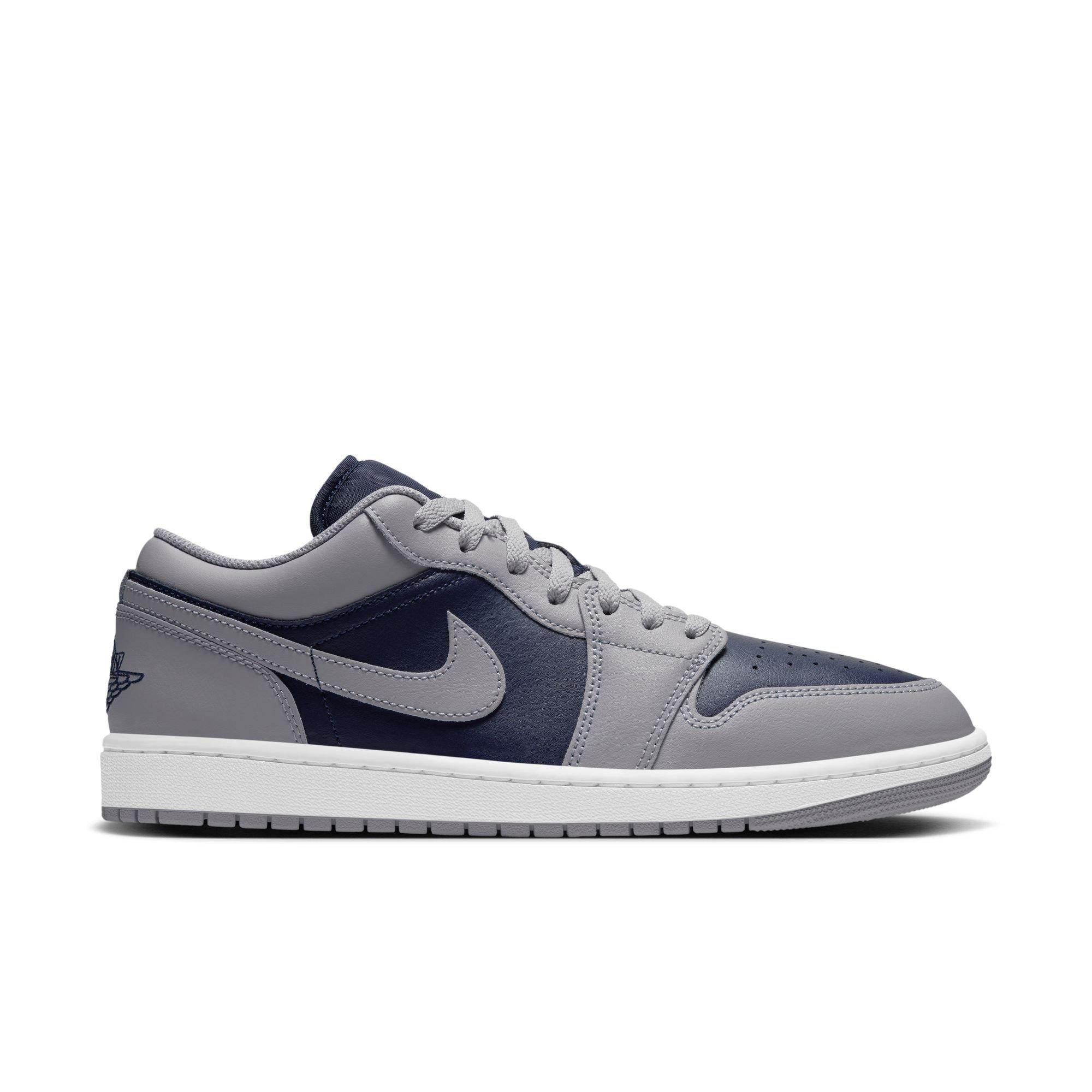 Jordan 1 Low "Tech Grey/College Navy/White" Men's Shoe - GREY/NAVY